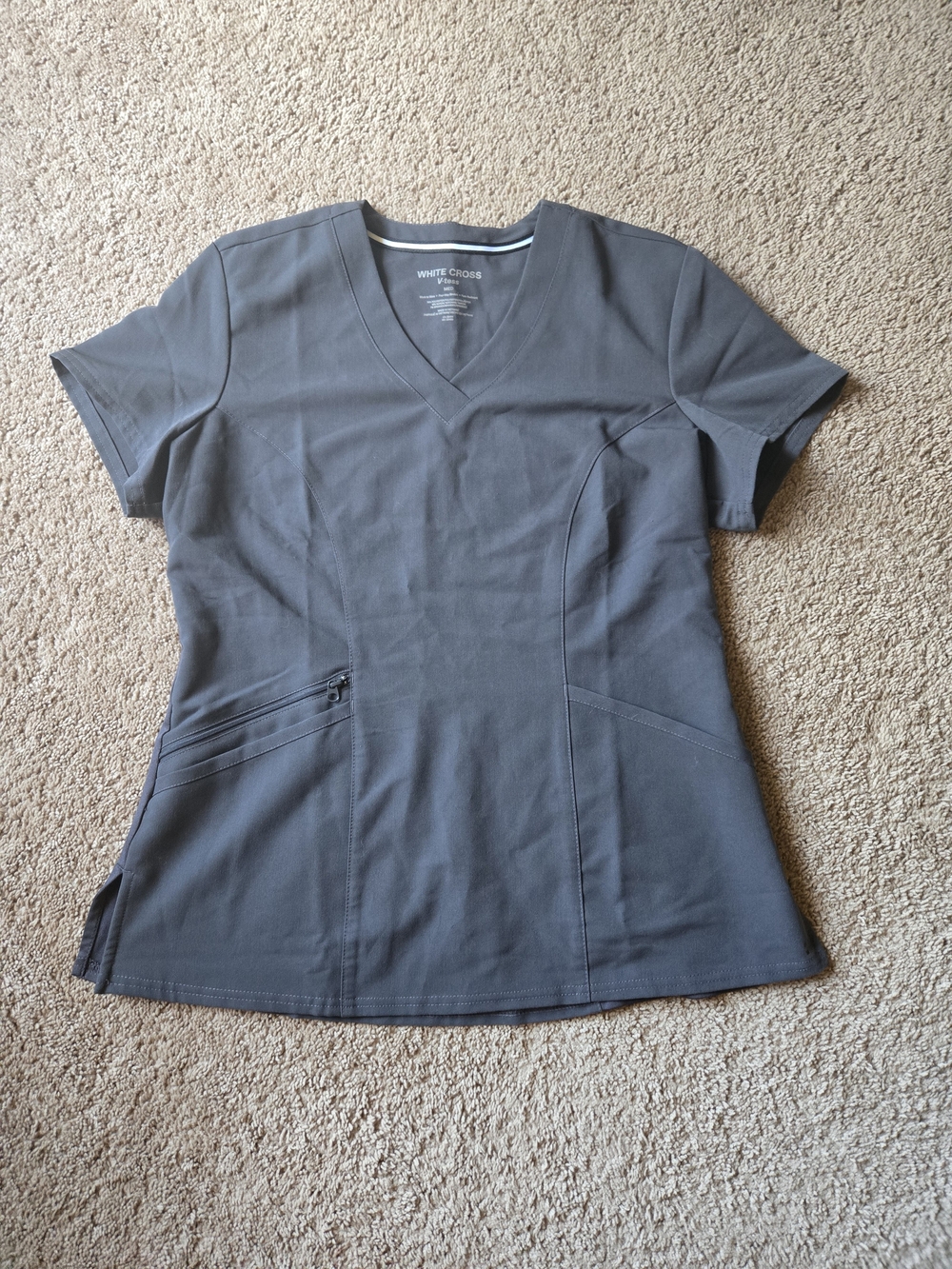 White Cross V.Tess V-Neck Zip Pocket Scrub Top M